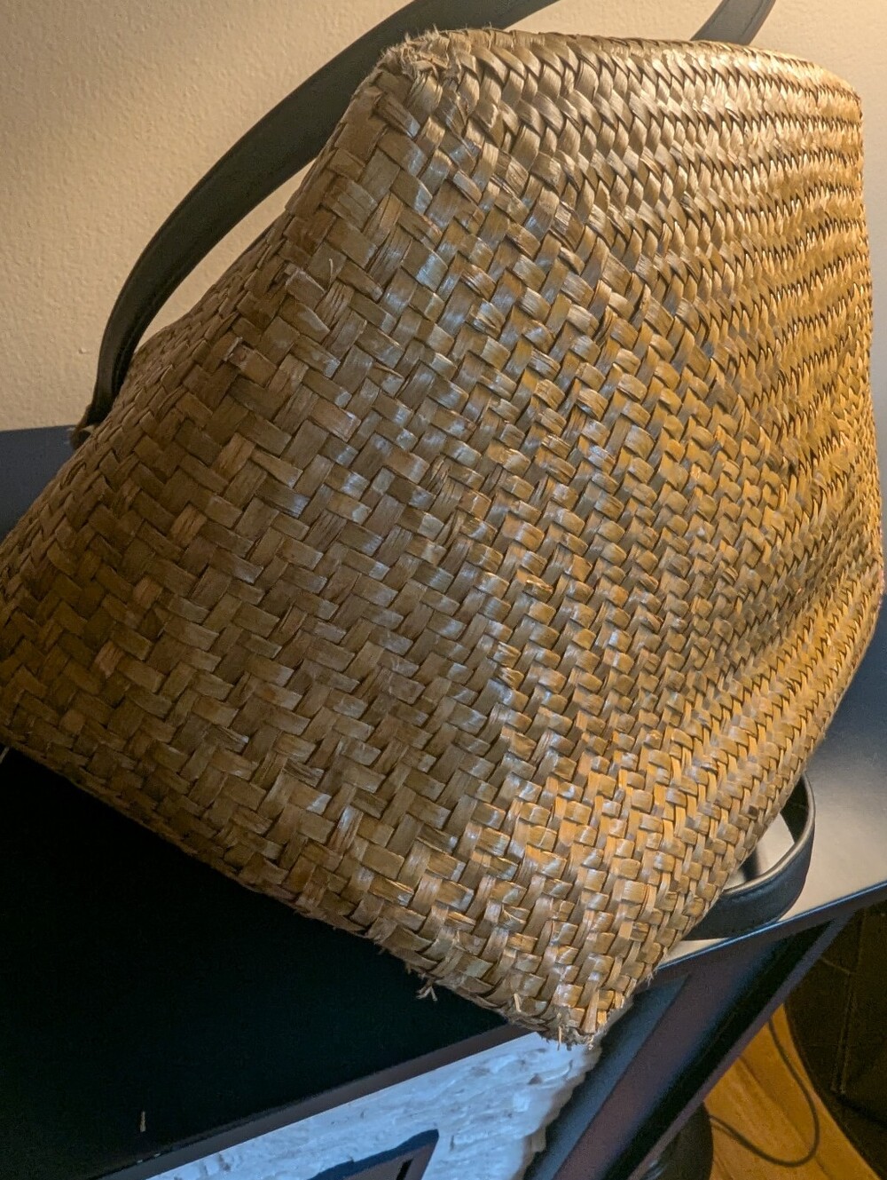 All Saints Allington Woven Straw Tote with Dark Handles - Picture 13 of 16
